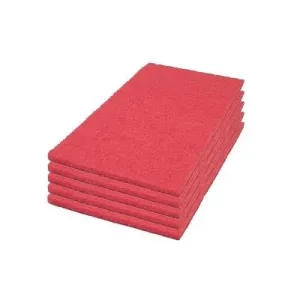 14" x 24" Red Rectangular Floor Scrubbing & Buffing Pads - Case of 5