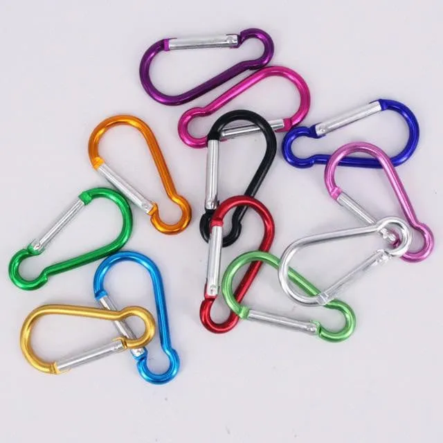 20PCS Aluminum Carabiner Key Chain Clip Outdoor Camping Keyring Snap Hook Water Bottle Buckle Travel Climbing Accessories NEW