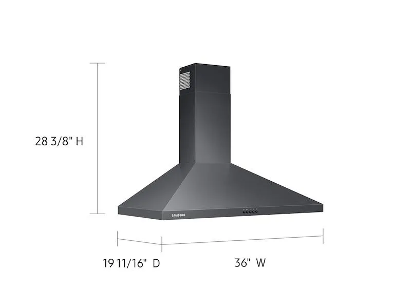 36" Wall Mount Hood in Black Stainless Steel