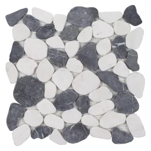 Beach Stones White/Blue Mix - Pebble Tile