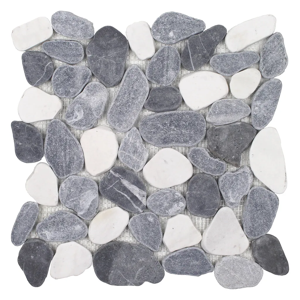 Beach Stones White/Blue/Grey Mix - Pebble Tile