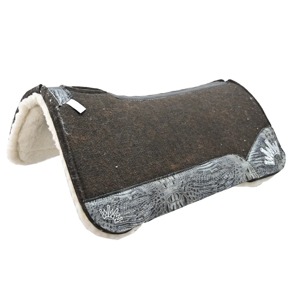 Best Ever 1" OG Fleesar Series Saddle Pad with Grey Croc Wear Leathers- 32"X32"