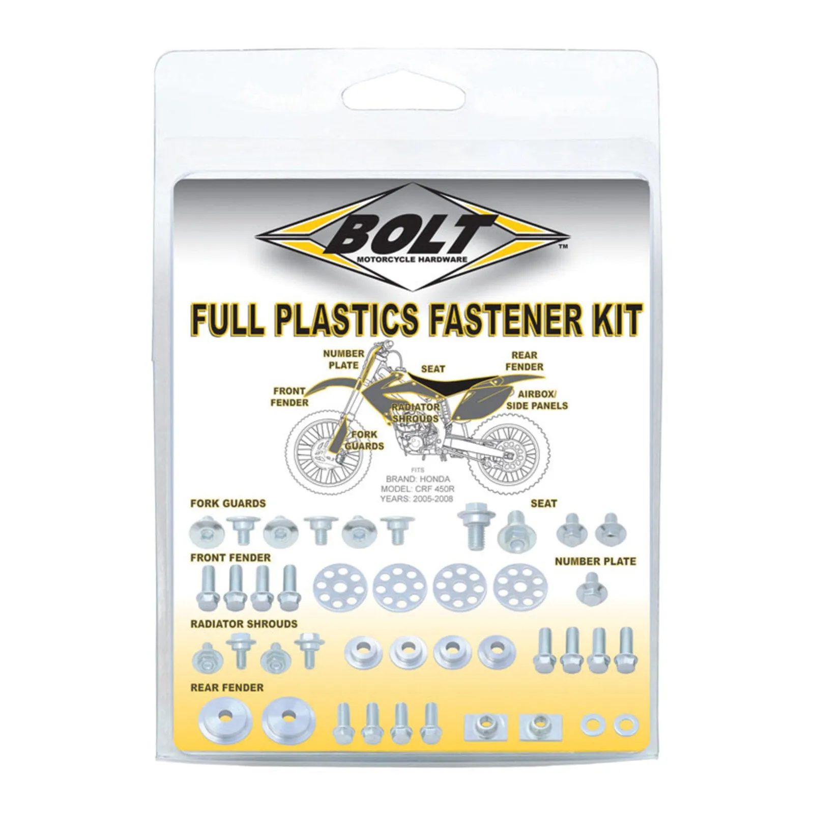 BOLT PLASTICS FASTENER KIT HON CR125/250 00-07 CRF450R 00-04