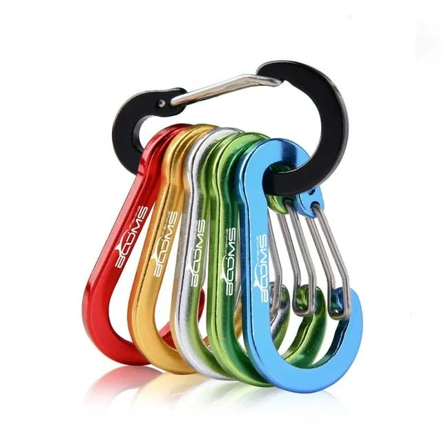 Booms Fishing CC1 6Pcs Aluminum Alloy Carabiner Keychain Outdoor Camping Climbing Snap Clip Lock Buckle Hook Fishing Tool 6Color