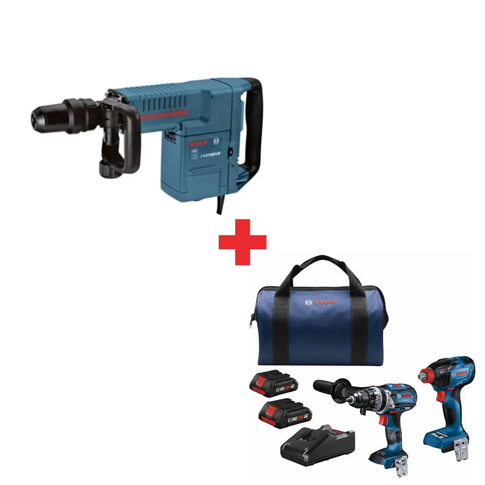 Bosch 11316EVS 120V Demolition Hammer W/ FREE GXL18V-227B25 18V 2-Tool Combo Kit