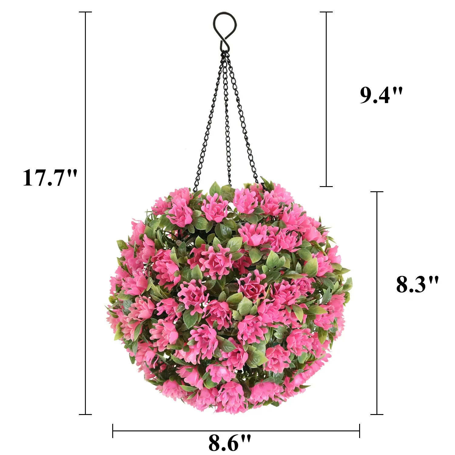 Bulk 17.7" Artificial Flower Solar Led Topiary Ball Flowers Spheres Hanging Garden Outdoor Decor Wholesale