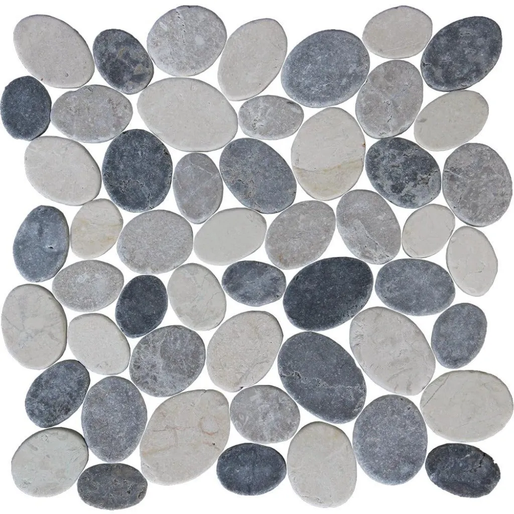 Grey and White Coin - Pebble Tile