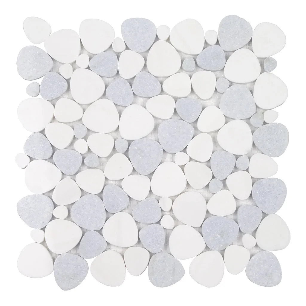 Italian White Blue Celeste - Shaved Pebble Tile