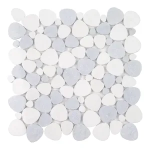 Italian White Blue Celeste - Shaved Pebble Tile