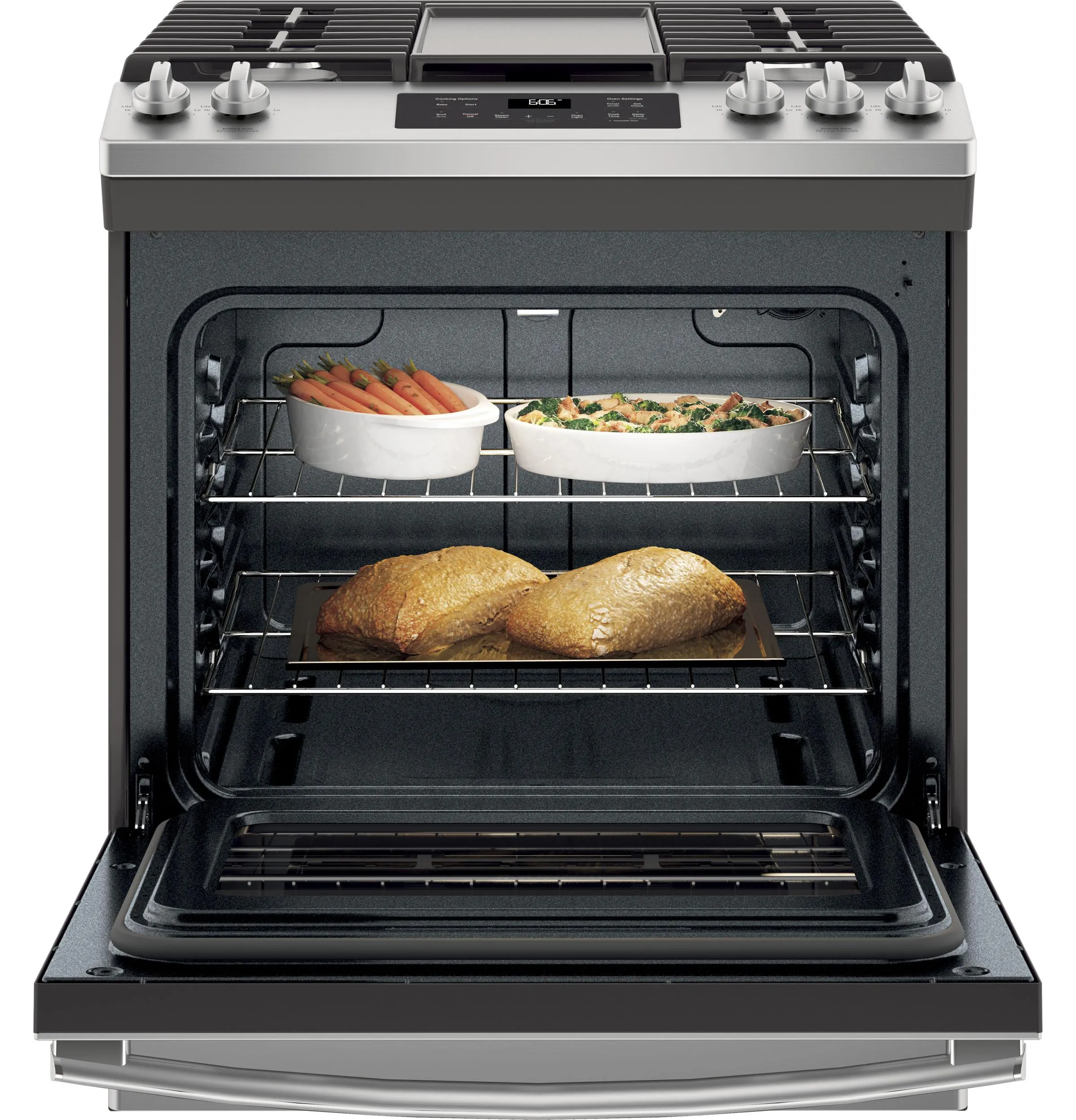 JGSS66SELSS GE® 30" Slide-In Front Control Gas Range