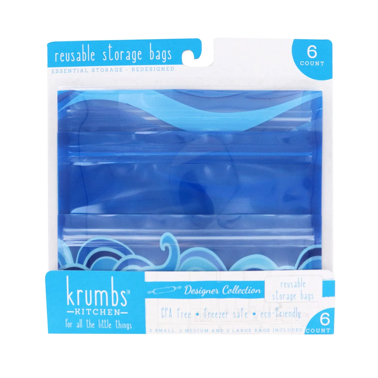 Krumbs Kitchen Essentials Reusable Storage Bags (6 pack)