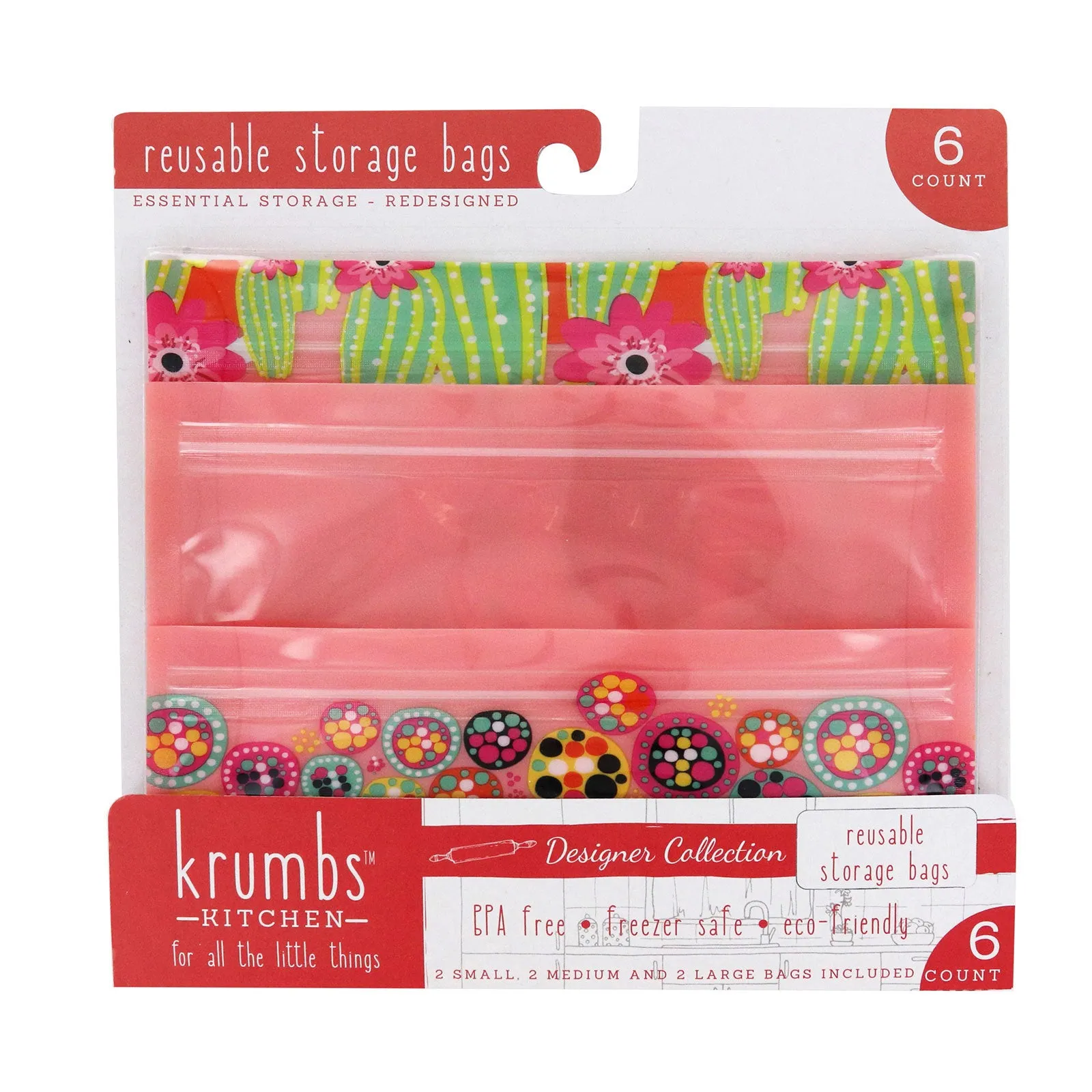 Krumbs Kitchen Essentials Reusable Storage Bags (6 pack)