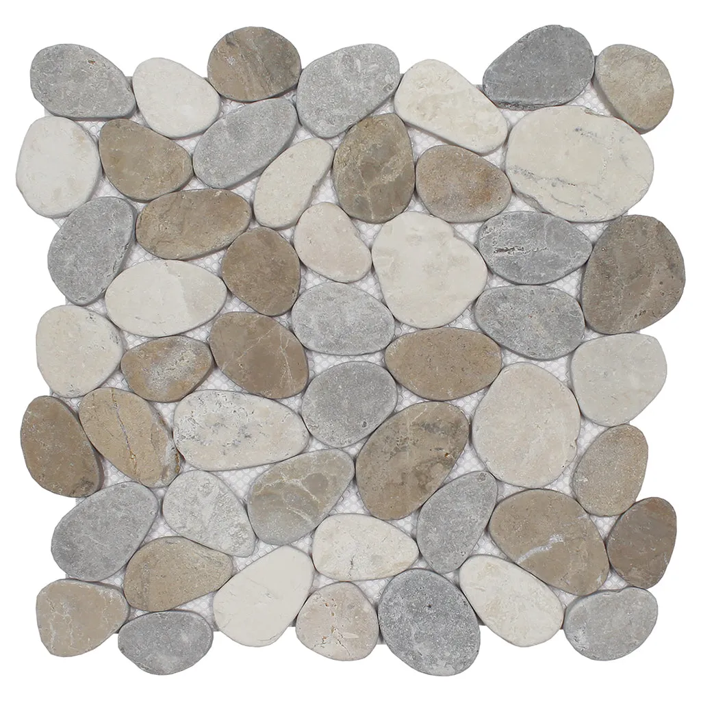 Light Grey and Tan Coin - Pebble Tile