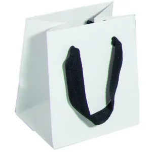 Manhattan Twill Handle Shopping Bags-Black Tie - 5.0 x 4.0 x 6.0