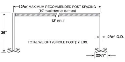 Model SA1 Stowaway Tensabarrier with 7'6"-13' Belt