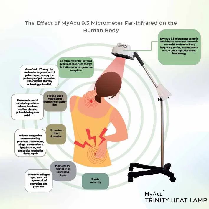 MyAcu Trinity Heat Lamp (3-in-1 - Ceramic Far-Infrared, Deep Penetrating Thermal Heat, Plasma Sterilization), 500Watt