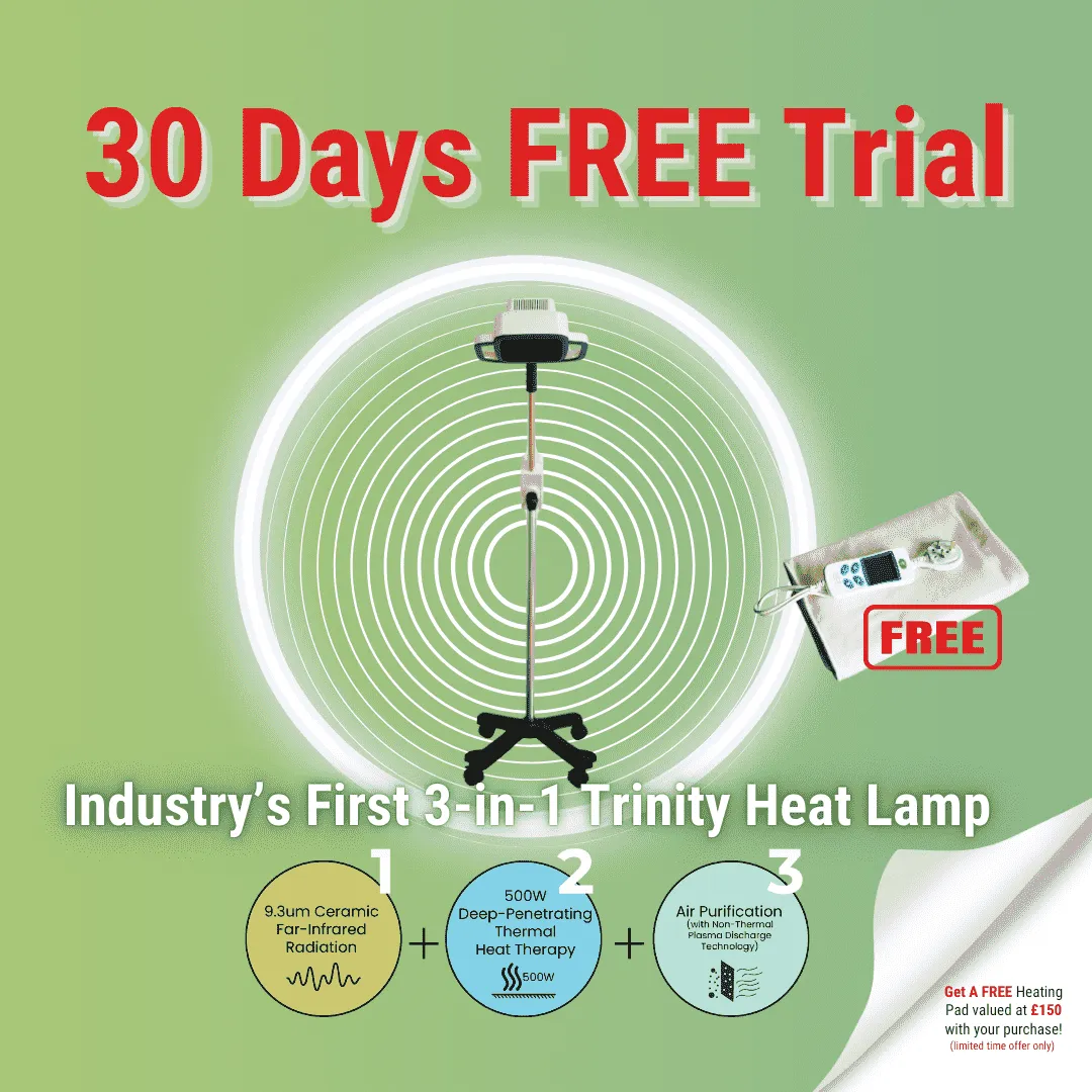 MyAcu Trinity Heat Lamp (3-in-1 - Ceramic Far-Infrared, Deep Penetrating Thermal Heat, Plasma Sterilization), 500Watt