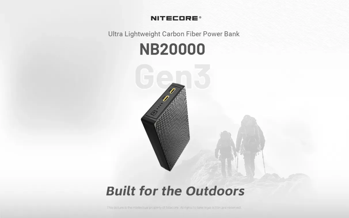 Nitecore NB20000 Gen 3 Carbon Fibre Ultralight Power Bank