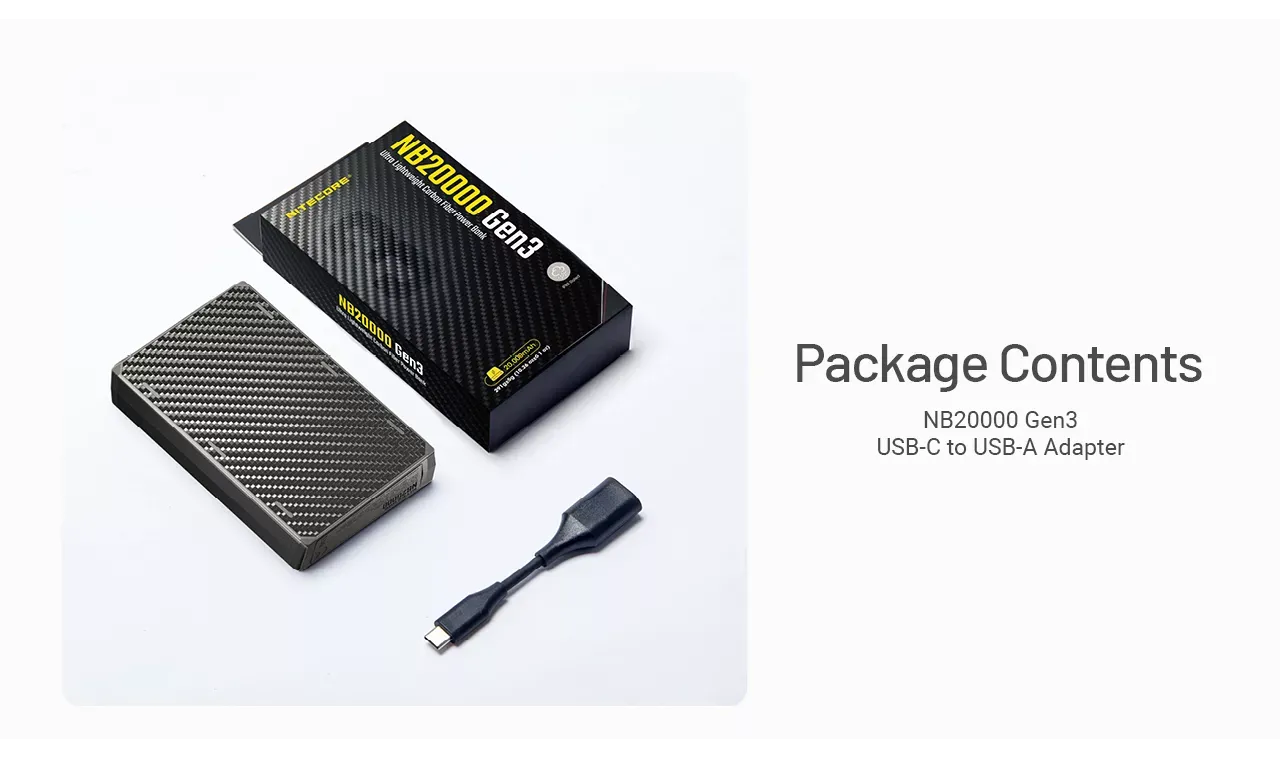 Nitecore NB20000 Gen 3 Carbon Fibre Ultralight Power Bank