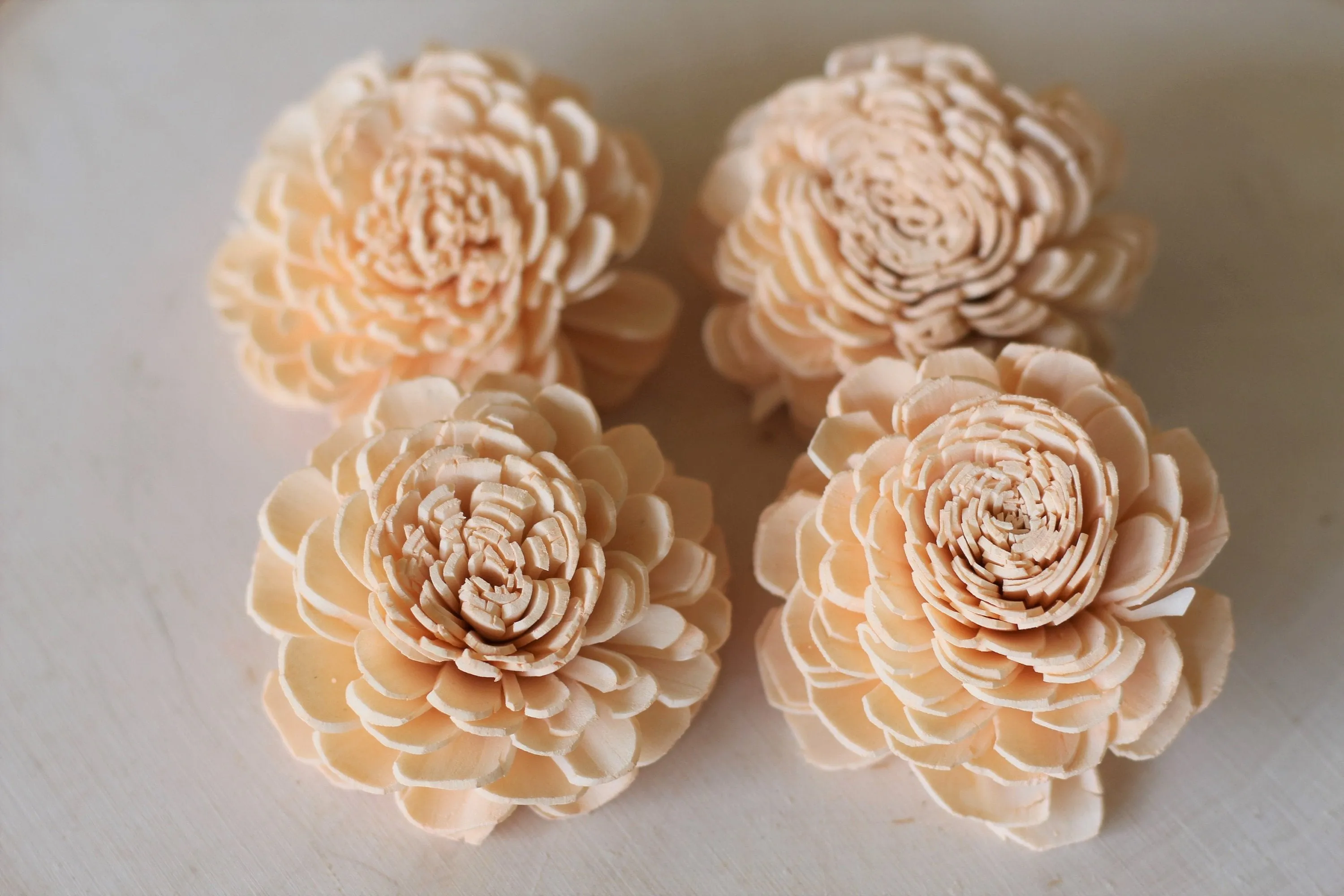 Peach Sola Wood Bali Flowers ( Set of 12 )