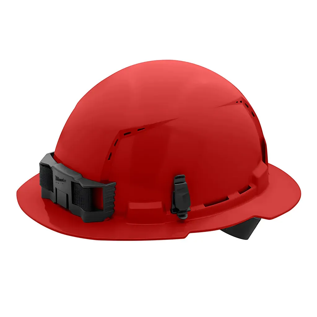 Red Full Brim Vented Hard Hat w/4pt Ratcheting Suspension - Type 1, Class C