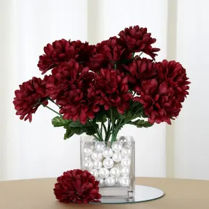 Small Chrysanthemum Bush Artificial Silk Flowers - Burgundy