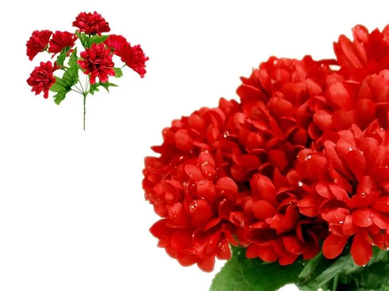 Small Chrysanthemum Bush Artificial Silk Flowers - Red