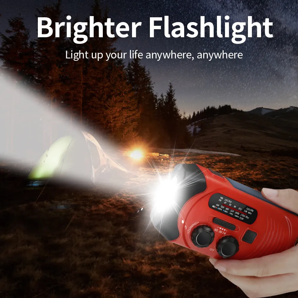 Solar Light. Charger, Radio, hand crank camping survival Flashlight