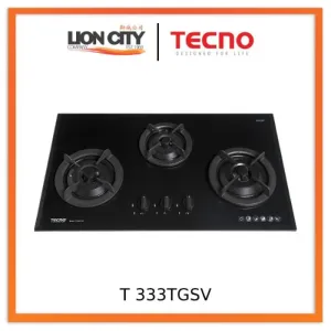 Tecno Uno T 333 TGSV Toughened Glass Hob (SCHOTT)  86cm, V.V.S  3 Burners (2x Big, 1x Medium)